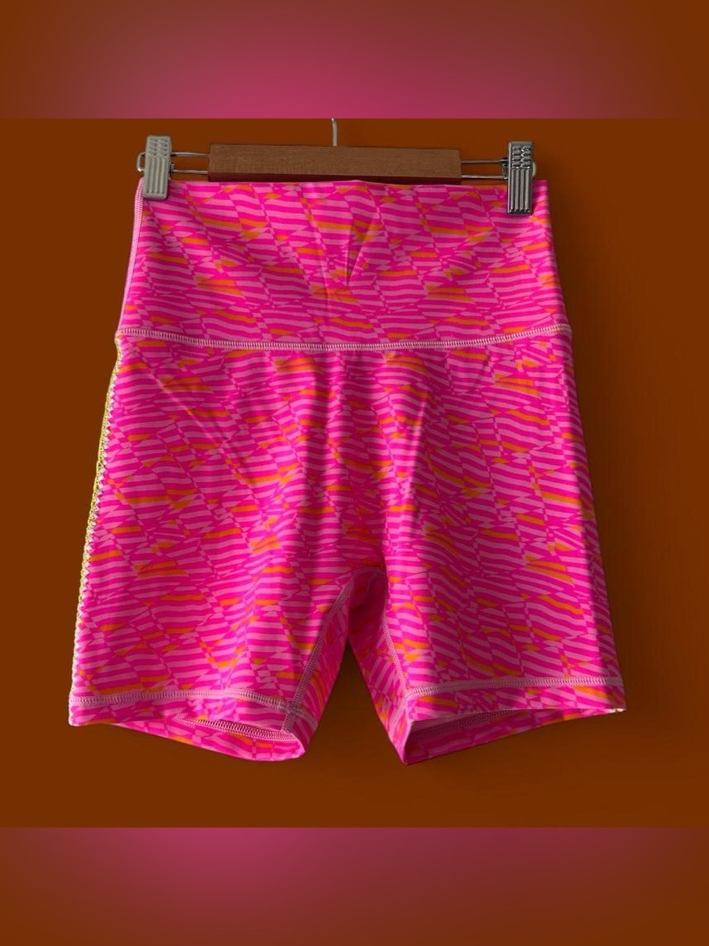 aerie Pink and Orange Patterned High-Rise Bike Shorts